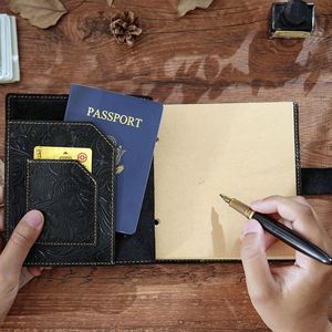 Cuaderno de Estilo Retro Nostálgico, Hecho a Mano, con Patrón Grabado en Cuero, Cuerda para Atar, Papel Kraft - Product Image 5