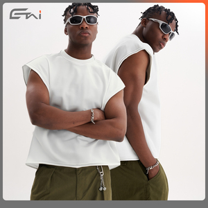 <span class=keywords><strong>Canottiera</strong></span> <span class=keywords><strong>sportiva</strong></span> con bordo grezzo personalizzata senza maniche t-shirt oversize Streetwear <span class=keywords><strong>canottiera</strong></span> croppata francese da palestra da <span class=keywords><strong>uomo</strong></span> - Product Image 3