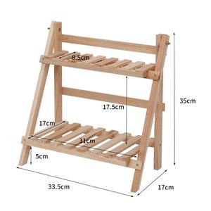 अंतरिक्ष दो-परत लकड़ी के ट्रैपेज़ोइडल टेबलटॉप भंडारण रैक फोल्डेबल भंडारण शेल्फ टेबलटॉप बुकशेल्फ़ - Product Image 3