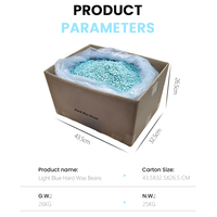 25 kg de perles de cire dure bleu clair sans colophane en carton 43,5x32,5x26,5 cm, perles de cire de glacier pour salon de beauté OEM