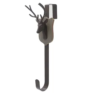 3D Reindeer Head Design Metal Hook Wreath Hanger For Christmas Wreath Decoration