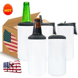 Dual Lids 12 Oz Beer <b>Bottle</b> 4 in 1 Can Cooler <b>With</b> <b>Flip</b> <b>Top</b> Lid for White Sublimation Transfer - Product Image 1