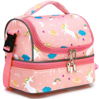 Sac fourre-tout refroidisseur sac à déjeuner Double Decker école mignon 2020 Eco isolé licorne dessin animé extérieur nourriture personnaliser Polyester pour les enfants