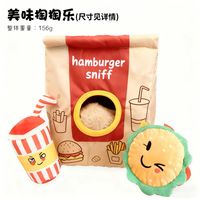Jouet en peluche coréen amusant pour chien avec son, durable et résistant aux morsures, en forme de burger, vente en gros usine