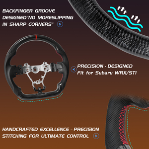 Carbon-Lenkrad D-förmiger flacher Boden mit perforiertem perforiertem Leder griff für <span class=keywords><strong>Subaru</strong></span> <span class=keywords><strong>WRX</strong></span> & <span class=keywords><strong>WRX</strong></span> STI 2015-2021 - Product Image 5