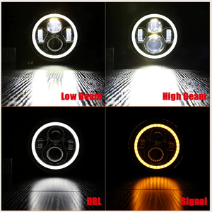 Nuevos Faros Modificados para Vehículos Todoterreno para Wrangler, Ojos <span class=keywords><strong>de</strong></span> Ángel RGB <span class=keywords><strong>de</strong></span> 7 Pulgadas, 4 Lentes, Apertura Deslumbrante, Luces <span class=keywords><strong>de</strong></span> Circulación Diurna - Product Image 5