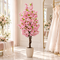 Arbre artificiel de cerisier en fleurs, fleurs en soie, tronc en bois véritable, ignifuge et résistant aux UV, écologique, luxe, pour intérieur, anniversaire, Pâques, 145 cm