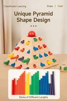 Holzpyramiden-Ziehspiel für Kinder: Form- und Farbzuordnung, Lernspielzeug für sensorisches Training