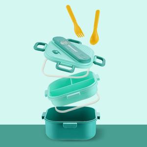 Cartoon Square Microwave Oven Bento Lunch Box Portable Student Bento Square Compartments Heatable Sealed Plastic Lunch Box - Product Image 2