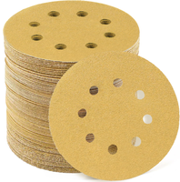Papier abrasif jaune disque de ponçage 115mm 8 trous crochet et boucle meulage à l'oxyde d'aluminium pour le bois