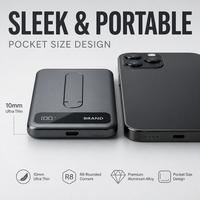 Nouvelle batterie externe ultra-fine portable en alliage d'aluminium 10000 mAh 35W Chargeur rapide Chargeur magnétique sans fil