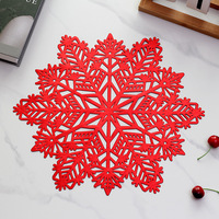 Tapis de salle à manger classique en PVC avec motif flocon de neige pour décorations de Noël Tapis de tasse et napperon de restaurant occidental