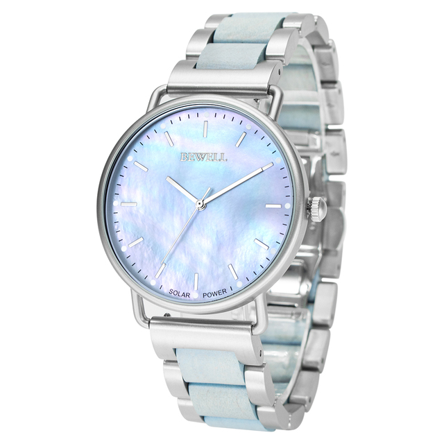 2024 Popular BEWELL Solar Watches Stainless Steel Wristwatch Customized Logo Solar Power Watch for Men Garmin Solar Watch