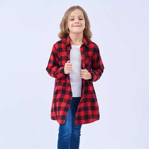 Ropa Infantil de Otoño, Camisas Largas para Niños, Camisas de Franela Cálidas de Manga Larga, Camisa a Cuadros de Forro Polar para Niñas - Product Image 2