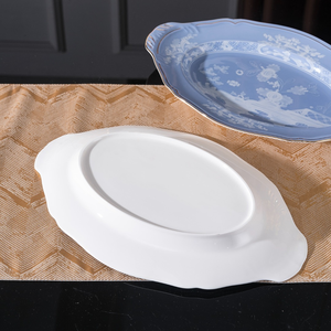 Best-selling American Double-Handled <b>Ceramic</b> Tray Set 2 Pieces-New Design Non-Toxic Flower Pattern for Wedding Dinnerware Gift - Product Image 5