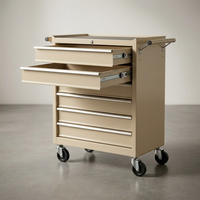 Chariot de Salon Moderne Robuste en Métal avec Tiroirs de Rangement Verrouillables, Organisateur d'Outils Antirouille, Poste de Travail Roulant pour Atelier