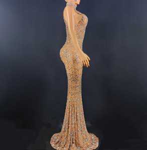 Robe de Soirée de Luxe Élégante Longue pour Femme avec Col en V, Nouveautés, Robe de Bal Ornée de Cristaux - Product Image 6