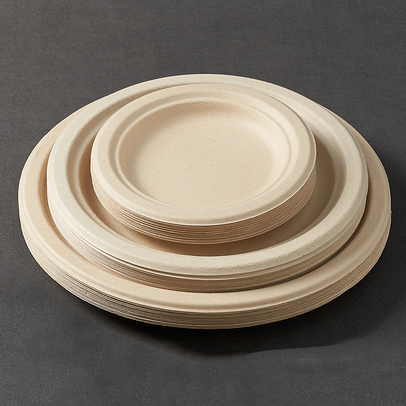 Wholesale High Quality Biodegradable Salad Fruit Desserts Cakes Packaging Sugarcane Bagasse Pulp Paper Plates Bowl