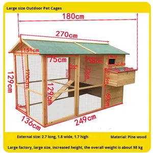 Casetta per Animali Domestici Superiore in Legno di Grandi Dimensioni, Habitat Esterno Ben Costruito con Chiusura a Bottone per Polli, Conigli, Piccioni, Cortile e Giardino - Product Image 6