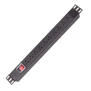 19" 1U Power Distribution Units PDU 10 Ways 15A 110V PDU Socket With On-off Switch UL Cable