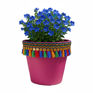 NF Lauren Pink Tassel Ethnic Decorative <b>Plastic</b> <b>Planter</b> Hand Painted Boho Desktop Eco-friendly UV-Proof Lightweight Custom Color - Product Image 2