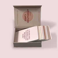 Cartes Mates en Papier Rose Imprimées sur Mesure et Cartes d'Affirmation Positive Fantaisie avec Boîte Magnétique