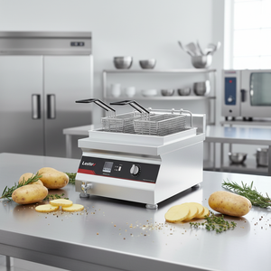 3500W2オイルタンク商用誘導魚ディープファットフライヤー、サーモスタットステンレス鋼付き - Product Image 1