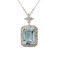 AU750 safir kolye büyüleyici takı 18K katı beyaz altın gerçek elmas kolye güzel takı toptancı