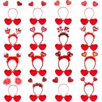 Serre-têtes Cœur Saint-Valentin et Lunettes de Soleil Cœur pour Accessoires de Fête, Accessoires de Photomaton, Décoration de Fête Saint-Valentin pour Femmes