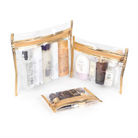 Pochette zippée transparente en PVC réutilisable pour le maquillage et le rangement en voyage, sac cosmétique personnalisable pour la vente en gros