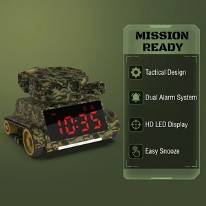 <span class=keywords><strong>Réveil</strong></span> numérique de bureau vintage style tank, décor <span class=keywords><strong>militaire</strong></span> personnalisé, chargeur de téléphone sans fil, personnalisation en gros - Product Image 3
