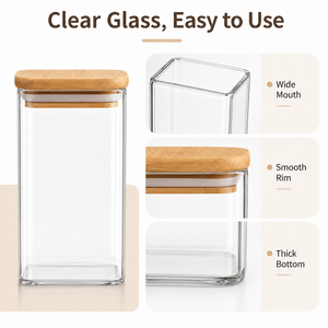 Ensemble de 12 pots à épices carrés en verre de 8 oz avec couvercles en bambou, étiquettes et emballage de protection pour l'organisation du garde-manger - Product Image 3