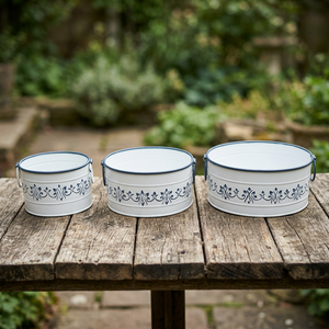 Ensemble de 3 pots en émail - Style fermier, durables, légers, pour la maison et le jardin - Product Image 1