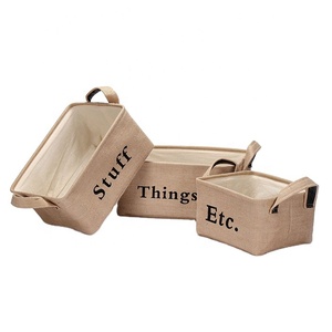 Storage Basket Bins for Shelves Jute Linen Storage Containers