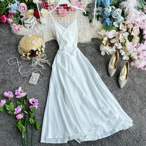 <span class=keywords><strong>Abito</strong></span> Estivo Personalizzato in Chiffon di Seta per Donna, Lunghezza Media, Senza Maniche, con Spalline, Ampio Gonna, Sexy <span class=keywords><strong>Abito</strong></span> da Spiaggia in Raso con Schiena Scoperta - Product Image 6