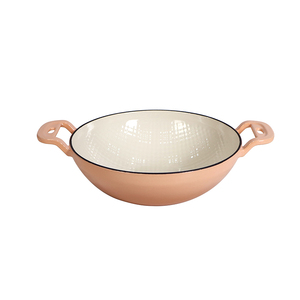 Venta al por mayor de 10,5 pulgadas de hierro fundido <span class=keywords><strong>universal</strong></span> esmalte Binaural <span class=keywords><strong>Wok</strong></span> estofado Pan - Product Image 5