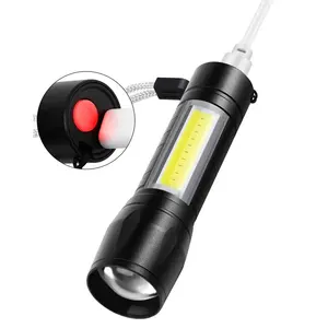 3W Powerful Mini Flashlight Aluminum Plastic Rechargeable Led Torch Light with COB Side Light