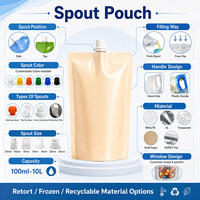 Pochette souple personnalisée réutilisable avec bec verseur pour jus, sachet d'emballage liquide en plastique à fond plat avec buse d'aspiration, qualité alimentaire