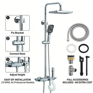 Columna de Ducha Inteligente Moderna con Lluvia Superior, Mezclador Termostático y Cabezal de Ducha Digital - Product Image 3