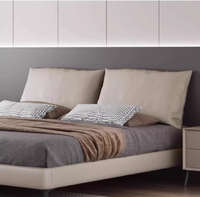 Lit double moderne 2024 en cuir de taille Queen avec fonction de massage sans tête de lit Dossier squelette au design simple pour la chambre principale