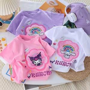 2025 é<span class=keywords><strong>t</strong></span>é réversible retournement paillettes enfants <span class=keywords><strong>T</strong></span>-<span class=keywords><strong>Shirt</strong></span> col rond Style décontracté avec motif de dessin animé vêtement teint pour garçons et filles - Product Image 4