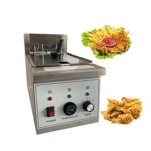 Otomatik kaldırma 8L fritöz elektrikli 3kw patates cipsi yapma makinesi kızarmış tavuk kızartma makinesi