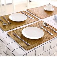 4 packs de napperons rectangulaires tissés pour tables à manger napperons en jonc de mer Nouveau style de napperons en jonc de mer naturel