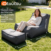 OTAUTAU Housse de pouf d'extérieur moderne en tissu sans rembourrage pour jardin, plage, piscine, canapé-lit, pouf de salon SF190