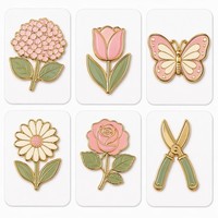 Aimant de réfrigérateur personnalisé en métal floral, aimant en émail dur avec fleurs, papillons, jardin, souvenir, avec logo, emballage cadeau