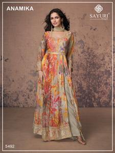 ชุดคลุม Anarkali เย็บเต็มรูปแบบสำหรับผู้หญิงชุดผ้าจอร์เจียสำหรับงานแต่งงานและเทศกาล - Product Image 2