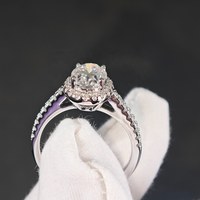 Bagues en argent S925 plaqué rhodium, serties de moissanite ovale couleur D, tendance, pour un cadeau d'anniversaire ou de mariage