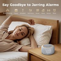 Réveil numérique stéréo 5W à intensité réglable automatiquement avec machine à bruit blanc et 24 sons de sommeil, design moderne pour bureau