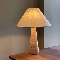 Lampe de table en pierre jaune de style japonais, nouveau style chinois rétro, simple, alimentée par énergie solaire/batterie, lumière chaude pour salon et chambre à coucher