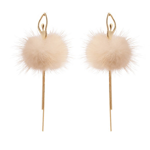 925 Ago d'argento Lungo Nappa <span class=keywords><strong>Orecchini</strong></span> Della Ragazza di Balletto pom pom lunga di goccia della vite prigioniera Della Nappa <span class=keywords><strong>orecchini</strong></span> - Product Image 1
